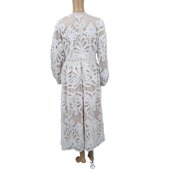 Baltic Born Eldora White Lace Long Sleeve Midi Dress NEW - Picture 4 of 13